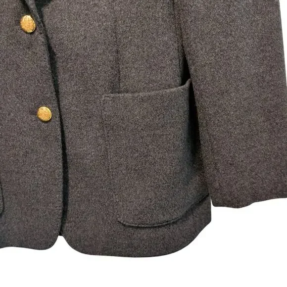 Lauren Ralph Lauren Women's Sz 8 Grey Cashmere Wool Jacket Blazer Gold Buttons - Picture 2 of 6